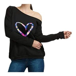 MagicMK Off the Shoulder Heart Sweatshirt